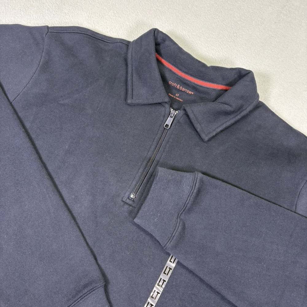 Croft & Barrow Mens Large Tall LT Quarter Zip Pullover Admiral Navy NWT